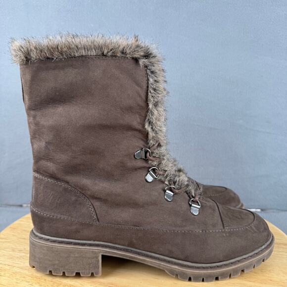 Bass Angelica Faux Fur Brown Lace-Up Boots Women’s Size 8.5 US - Picture 3 of 8